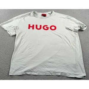Hugo Boss Dulivio Shirt Men's XL White Spell Out Logo Tee‎ Streetwear Comfort